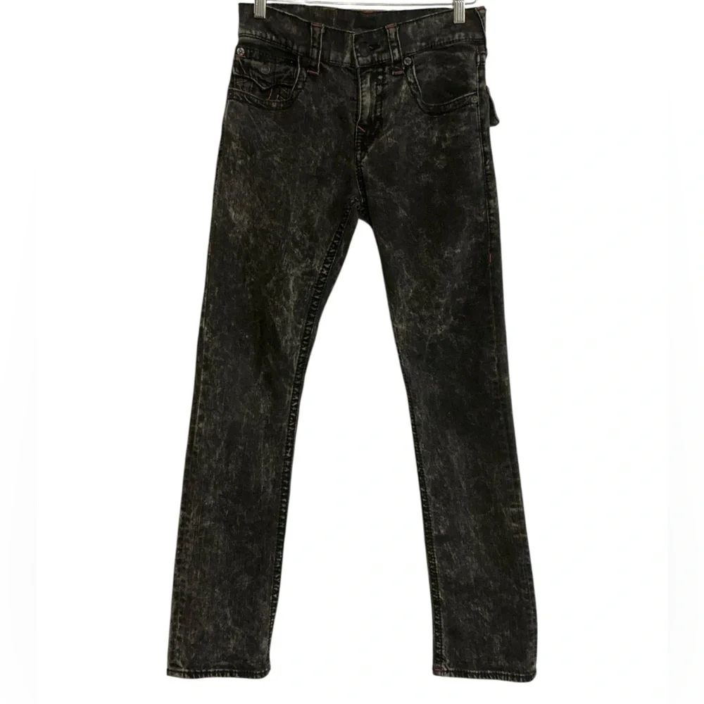 True Religion Men's Black‎ Acid-Wash Slim Straight Jeans size 30X31